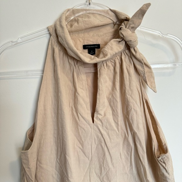 Ann Taylor Grid Knit High Neck Tank Top with Neck Tie - Picture 8 of 9